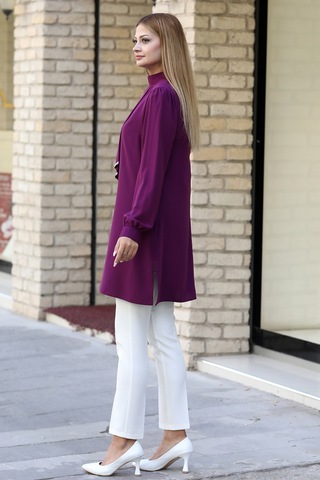 Işıltı Taş Detaylı Büyük Beden Tesettür Takım Mor