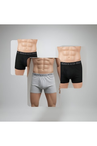 Qulothes Erkek 3'lü Pamuklu Likralı Esnek Kumaş Boxer Çok Renkli
