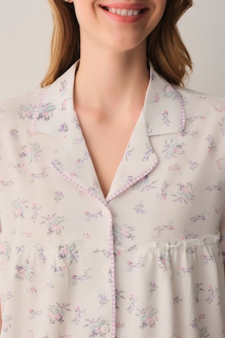 Suwen Butterfly Pamuklu Gömlek Yaka Pijama Takımı Sh26602660b338 Ekru