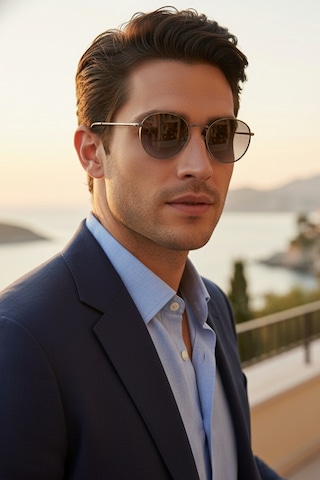 Daniel Klein Dk3263-1 Degrade Siyah Metalik Smoke Frame Yuvarlak Oval Polarize Camlı Unisex Güneş Gözlüğü Metalik - Siyah