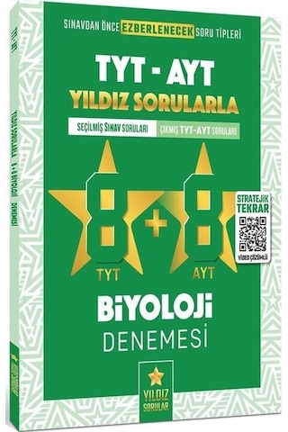 TYT AYT Biyoloji 8+8 Deneme - Yıldız Sorular Yayınları