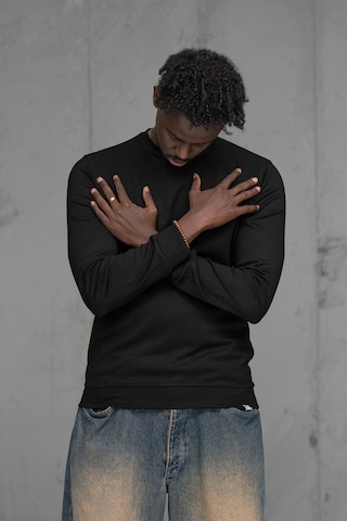 Fbı Slimfit Modal Kumaş Baharlık Sıfır Yaka Likralı Sweatshirt Siyah