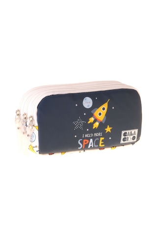 Calacilo Erkek Çocuk İlkokul Kalem Çantası - Uzay Baskılı Lacivert Renk Space - C4049 Lacivert - Krem