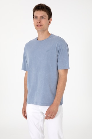 U.S. Polo Assn. Erkek Comfort Fit Bisiklet Yaka Mavi Yıkamalı Tişört 50306878-VR036