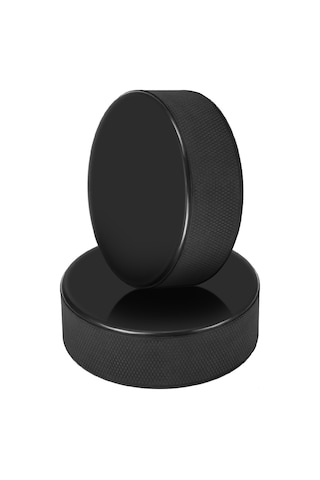 Vkemall 2 Adet Lastik Hokey Topu - 7.5x2.5cm Boyutlu, 163g Ağırlıklı Oyun Malzemesi Siyah