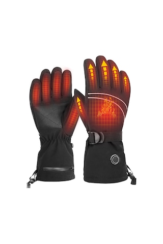 Vkemall Isıtmalı Eldivenler Pil İle Çalışan Dokunmatik Ekran Su Geçirmez Isıtma Eldivenleri Kış Sıcak Kayak Eldivenleri Tırmanma Yürüyüş Bisiklet Motosiklet Kayak Snowboard Siyah