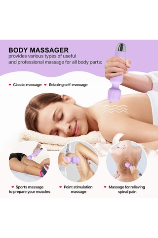 Neevoyu Cilt Dostu Silikon Vücut Masaj Cihazı - 8 Hız Ve 20 Mod Ayarlanabilir Mor Renk Mor