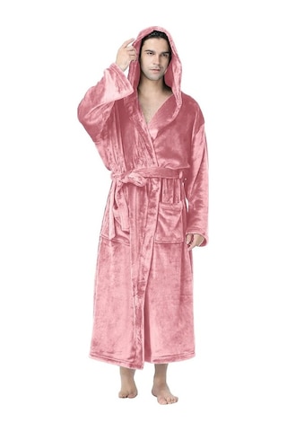 Flybuy Erkek Kapşonlu Bornoz, Yumuşak Kışlık Sabahlık, Rahat Ev Giyimi Mavi