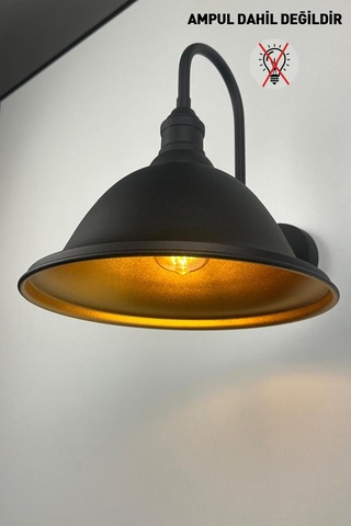 Zupra Siyah Renk Aplik Tekli Duvar Lambası Salon Koridor Restoran Dekoratif Aplikleri Siyah