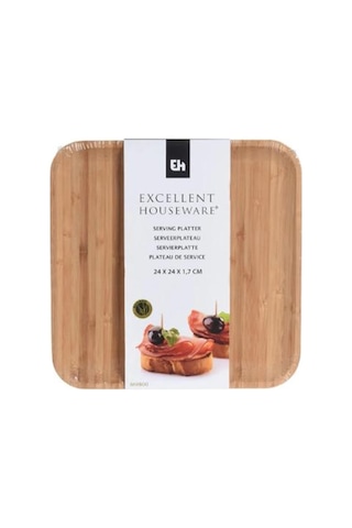 Excellent Houseware Kare Sunum Tahtası - 17x17 Cm Bej