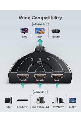 Hdmi Switcher Gana, Hdmi Switcher, 3'ü 1 Arada Hdmi Splitter