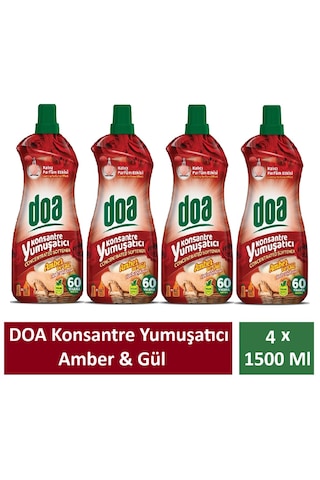 Doa Konsantre Çamaşır Yumuşatıcı Amber Ve Gül 1500 Ml X 4 Adet 4'lü Set