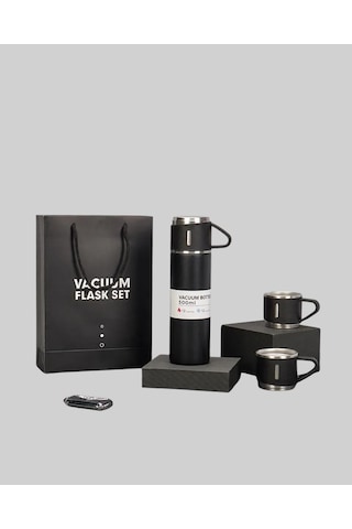 500 Ml Isı Korumalı Çelik Termos Ve Bardak Seti Silikon Tabanlı, Şık Ve Pratik