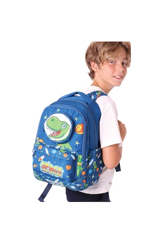 Elatae Su Geçirmez Kumaş Erkek Çocuk Çok Gözlü Ortopedik Sırt Okul Çantası L5252 Lacivert