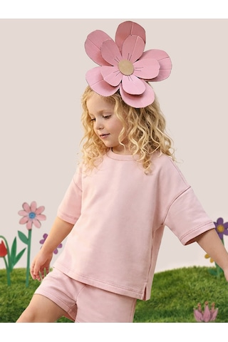 Mshb&g Hardal Bisiklet Yaka Oversize T-shirt Kız Çocuk %100 Pamuk Renkli