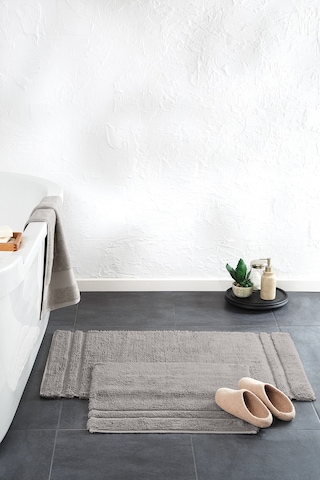 Yataş Bedding Felicia Banyo Paspası Seti - Gri (50x60 cm + 60x100 cm) Gri