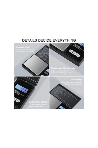 Hfambition 0.01g Hassasiyetli 500g Mini Terazi - Lcd Ekranlı, Çelik Platform, Müzikali, Mutfak Ve Mücevher İçin Taşınabilir Ağırlık Ölçer Siyah Diğer