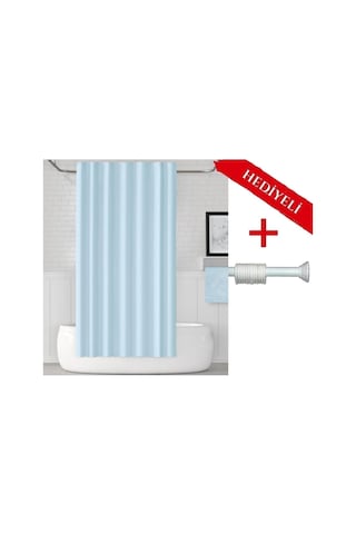 Tropik Home Mavi Banyo Perdesi Askı 180x200cm Tek Kanat Duş Perdesi, Açık Mavi Banyo Duş Perdesi Çok Renkli