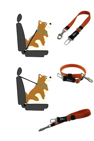 Evcil Hayvan Araç Emniyet Kemeri Kedi Köpek Oto Tasması Turuncu