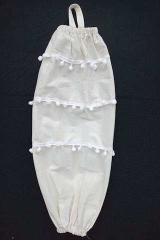 Emtory Home Krem Ponponlu Naturel Keten Poşetlik Organizer