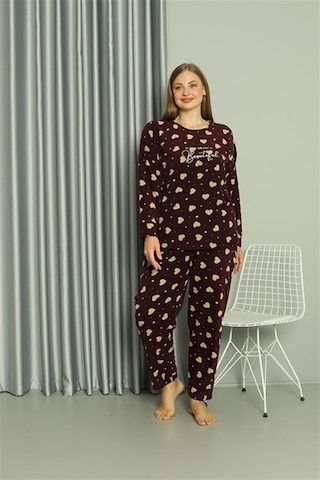 Akbeniz Welsoft Polar Kadın Büyük Beden Pijama Takımı 808041 - 4xl Bordo