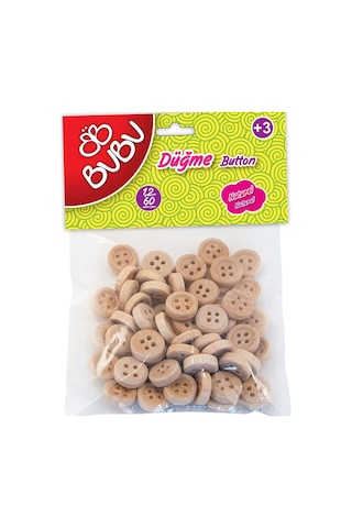 Bu-bu Düğme 1,2cm 50 Adet - 2,5cm 10 Adet 60'li Natural Genel