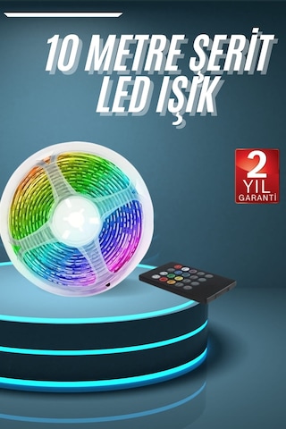 10m Şerit Led İç Mekan Renkli Rgb Şerit Led Kumandalı