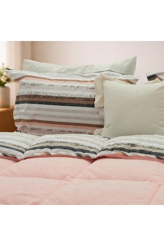 Sherpa Comforter Çift Kişilik Uyku Seti - Pudra