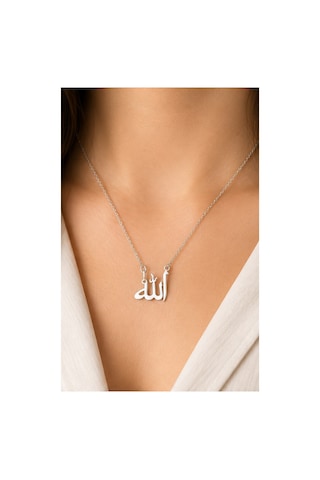 925 Ayar Gümüş Allah Yazılı Kolye Kadın Erkek Unisex Manevi Hediye Kutulu