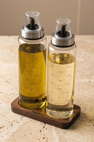 Bambum Nero 3 Parça Standlı Borosilikat Yağdanlık Yağlık - Sirkelik Seti 500 Ml Diğer