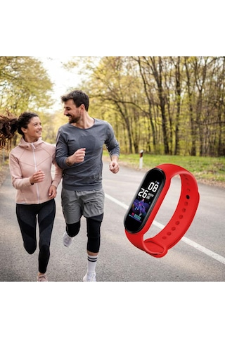 Polosmart Pbs163 Akıllı Bileklik Bluetooth 5.1 Dokunmatik Tuşlu Titreşimli Spor Bilekliği Kırmızı