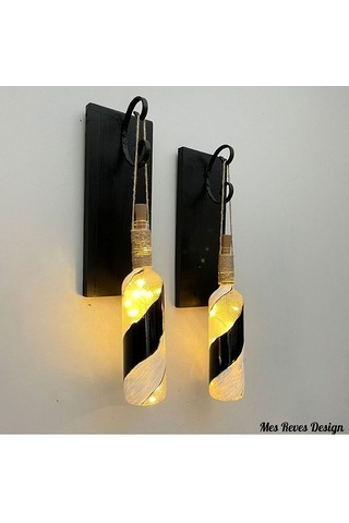 Led Işıklı Ahşap Siyah Renkli Vitray Cam Salon Bar Bahçe Dekoru Ş Çok Renkli