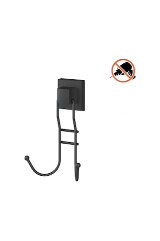 Tekno Tel Ef-236 Siyah 2'li Askı Bornozluk Yapışkanlı/vidalı Deliksiz Metal Banyo Havluluğu Mat Siyah