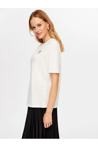 Faik Sönmez Taş Kalp Nakışlı Kadın T-shirt W26tsh094 Ekru