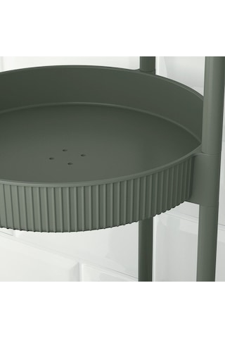 Servis Arabası, Gri-yeşil, Yükseklik: 86 Cm Uzunluk: 36 Cm Genişlik: 36 Cm Çap: 36 Cm Yuvarlak Model 36x 36 Cm
