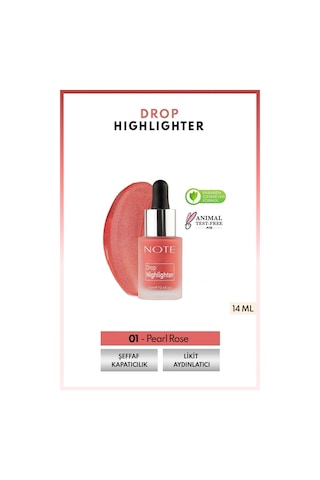 Note Cosmetique Drop Highlighter Işıltılı Likit Aydınlatıcı - 01 Pearl Rose