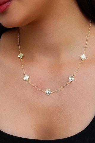 14k Altın Kaplamalı 925 Ayar Gümüş Kalemli Granada Saray Yoncaları Kolye - 23183601 Altın