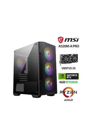 Xaser FORCE X3 R7 5700X 32 GB 1 TB M.2 Nvme SSD 6 GB RTX3050 Free Dos Masaüstü Oyuncu Bilgisayarı