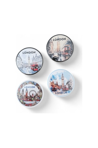 Londra Magnet Set 3 - 4'lü Buzdolabı Magnet London Karışık Renkli