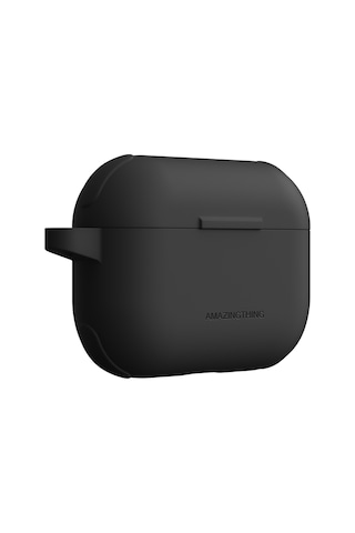 Airpods Pro 3 Uyumlu Amazingthing Airbag Köşe Tasarımlı Omni Serisi Silikon Kapak Siyah Siyah