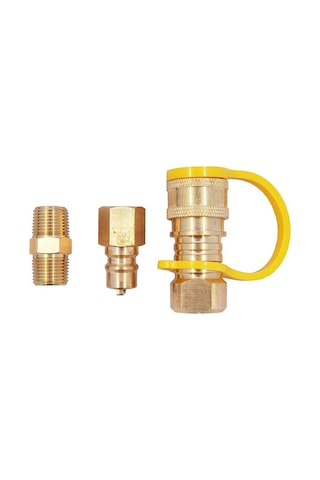Konesam 3/8" Bakır Doğal Gaz Izgarası Hortumu Hızlı Bağlantı Takımı 3 Parça - Rv Propana Uygun Değil