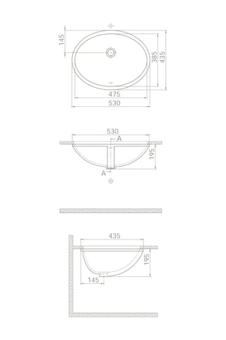 Turkuaz Seramik Cerastyle 48 x 39 Tezgah Altı Hilton Lavabo 070200