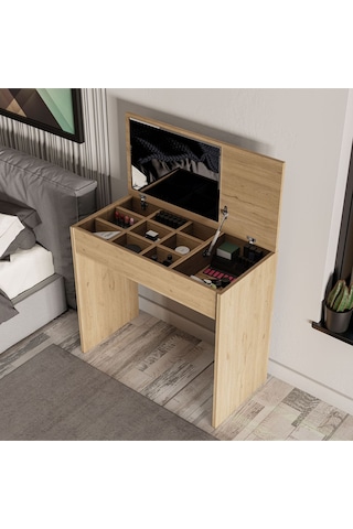 2232 Laıla Düşer Kapaklı Aynalı 80 Cm Makyaj Masası