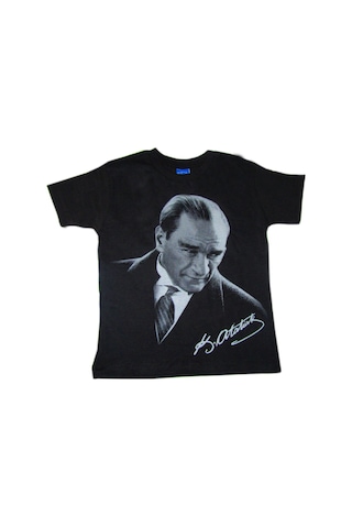 Salar Ticaret Salarticaret Siyah Kısa Kollu Atatürk Tişörtü Unisex Model Siyah