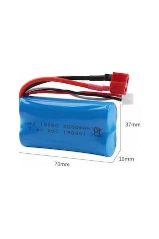 Wltoys Uyumlu 7.4v 18650 Li-on 15c 2000 Mah T-plug Soketli Oyunca
