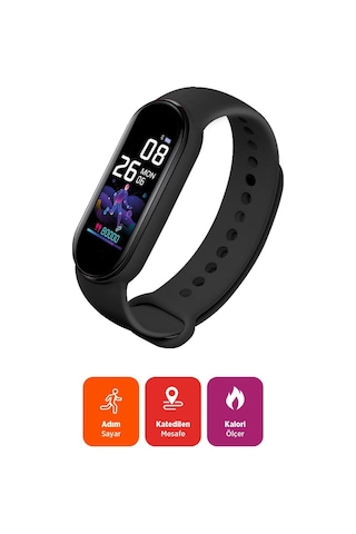 Polosmart Pbs163 Akıllı Bileklik Bluetooth 5.1 Dokunmatik Tuşlu Titreşimli Spor Bilekliği Siyah
