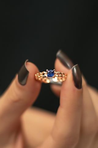 Prenses Kesim Safir Taşlı Yüzük - Rose