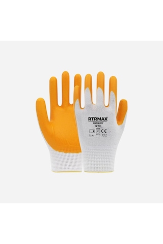 Rh19811 Nitril Kaplı Polyester Eldiven 9 Beyaz - Sarı