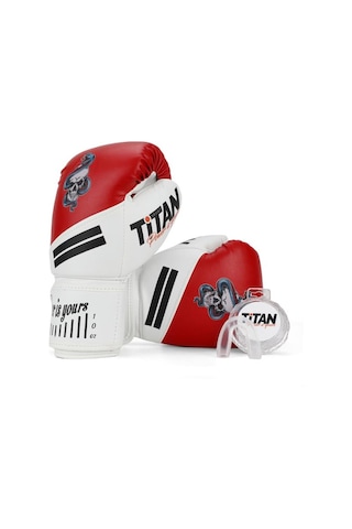 Titan Sport Kırmızı Beyaz Yılan Kurukafa Desenli Boks Eldiveni 2'li Set Çok Renkli