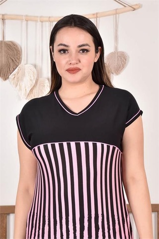 Dip Moda Kadın V-yaka Büyük Beden Elbise Dpaysl86 Pudra